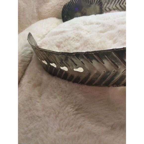 VTG Hand Hammered Silver Metal Waist Belt Band/raised Brass Elephant Head Buckle main image 8